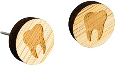 Zahn - Ohrstecker Holz - Cabochon