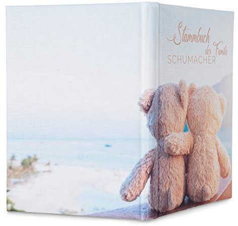 Hochzeitideal – Personalisiertes Stammbuch der Familie Nr. 501 Teddy 21,0 cm x 15,0 cm - Buchbinderleinen Stammbuch Hochzeit - Familienbuch Standesamt mit 6-Fach Ringmechanik