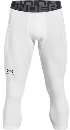 Under Armour Men's Armour HeatGear 3/4 Leggings , White (100)/Black, Medium