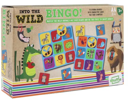 Shuffle Into the Wild BINGO! - Match The Wild Animals On Your Board And Be The First To Shout BINGO, Matching, Coordinating & Social Skills Development, Great Gift For Kids Aged 3+
