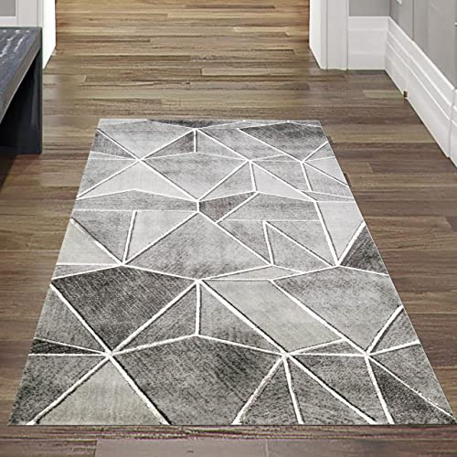 Teppich-Traum Kurzflor Teppich Linienmuster Grau 80x150 cm | Pflegeleicht, strapazierfähig, allergikerfreundlich, maschinengewebt, seitlich gekettelt, OEKO-TEX geprüft, 12 mm Flor