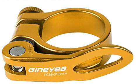 Mimoke Fahrrad Sattelkloben Schnellspanner Sattelstütze Sattel-klemme Sattel-schelle Klemmring Sattelstützenklemme Schnellverschluss 31,8mm 34,9mm für MTB und Rennrad (Gold, 31.8MM)
