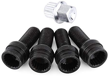 Locking Wheel Nut Set - 4+1 M14*1.5mm Black Steel Wheel Bolts & Key, Perfect for Enhance Your Car Security with Durable Anti-Theft Design