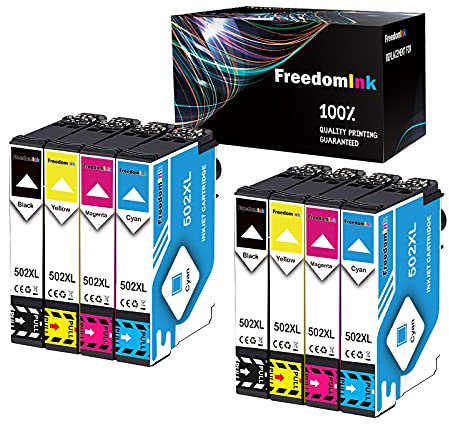 FreedomInk 502XL Multipack Druckerpatronen Kompatibel für Epson 502 XL Patronen XP 5100 XP-5100 XP-5150 XP-5105 Workforce WF-2860DWF WF 2860 WF-2880DWF WF-2865 (2 Schwarz, 2 Cyan, 2 Magenta, 2 Gelb)