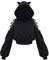 Loalirando Women's Cute Cat Ear Crop Top Oversized Hoodie Off Shoulder Hollow Out Long Sleeve Black Punk Gothic Sweatshirts (Black, X-Large)
