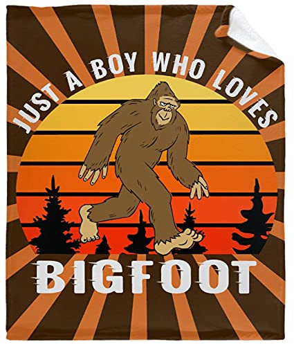 Darani Just A Boy Who Loves Bigfoot Leichte, superweiche, gemütliche Überwurfdecke, warm und leicht, weiche Flanelldecke, 80 x 60 cm, groß für Erwachsene