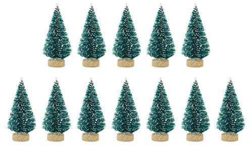 Merting 12 Stücke Weihnachtskiefern Weihnachten Deko,Miniatur Weihnachtsbäume Sisal Schnee Kiefer Bäume Tischplatte Bäume Für Weihnachtsfeier Dekorationen Zimmer Dekorieren Diorama Modelle
