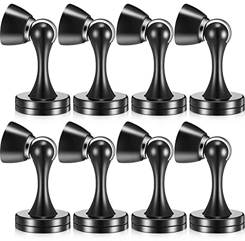 8 Pack Magnetic Door Stop Floor Mounted Door Stopper Black Magnetic Door Catch Wall Mounted Door Stopper with Catch Magnetic Door Holder with Screws for Hold Door Open and Wall Protector
