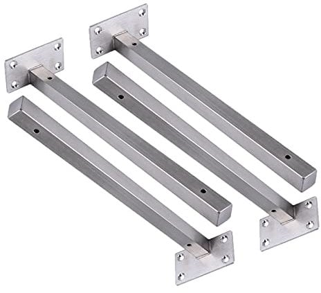 4 Stück Edelstahl Silber Regalhalterungen Industrielle Regalwinkel Schwerlast Regalträger Quadratische Rohre Wandkonsole, mit Schraube