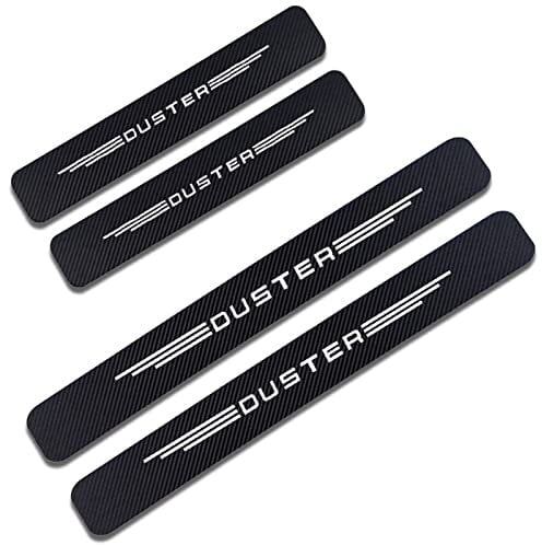 LNHJZ Car Door Sill Protector for Ren-ault Dacia Duster 4PCS Car Door Sill Scuff Plate Carbon Fiber Stickers Accessories,White