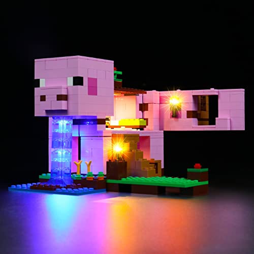 Kit d'éclairage à LED pour Lego Minecraft The Pig House 21170 (non modèle, éclairage uniquement) BrickBling Kit d'éclairage DIY Lumière décorative