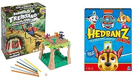 Spin Master Games - Hedbanz Junior – Paw Patrol, das witzige Ratespiel für 2-4 Spieler ab 4 Jahren + Spin Master Games - Rubinjagd im Treibsand, das Abenteuerspiel mit original Kinetic Sand