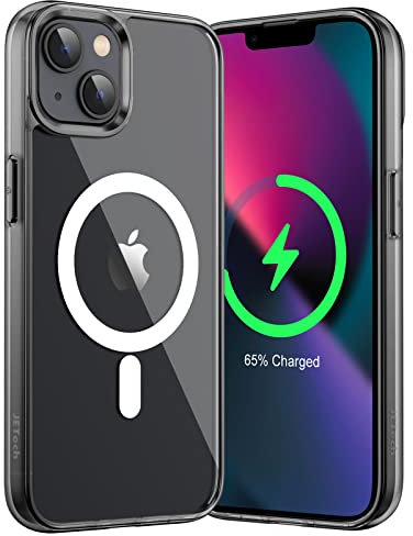 JETech Magnetic Case for iPhone 13 6.1-Inch Compatible with MagSafe Wireless Charging, Shockproof Phone Bumper Cover, Anti-Scratch Clear Back (Black)