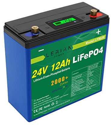 LiFePO4 Akku 24V 12Ah Lithium-Eisen-Phosphat Batterie für Camping Boot Solar Wohnwagen