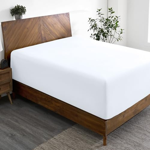 Bare Home Queen Fitted Sheet - Extra Deep Pocket Fitted Sheet - Premium 1800 Microfiber - Ultra-Soft Wrinkle Free - (Queen - 11'' to 24'' Pocket, White)