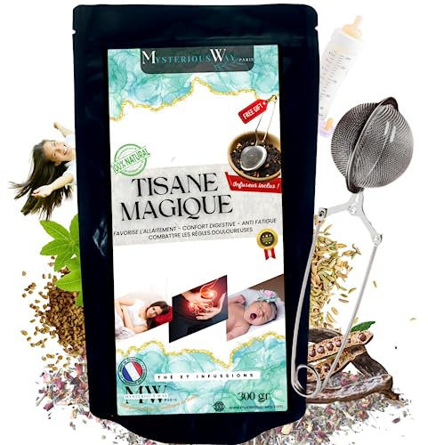 Tisane Magique 300g + boule infuseur cadeau | infusion allaitement bébé | Digestion difficile | règles douloureuses | lactation colique graine fenugrec fenouil carvi Verveine caroube vrac future maman