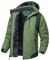 Zzkouine Winterjacke Herren Wasserdicht Warm Gefüttert Skijacke Verdickt Funktionsjacke mit Abnehmbarer Kapuze für Wandern Camping-Grass Green-L