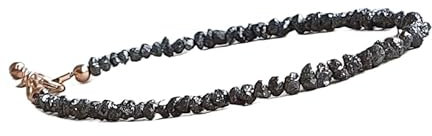 LKBEADS black raw diamonds quite small 2x3mm faceted 10inch Sterling Silver Stacking Beaded Bracelet, Simple Layering, Dainty Gemstone Bracelet, Fine Jewelry, Minimalist,