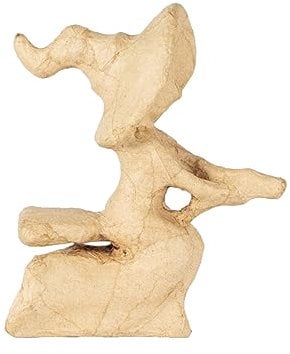 Décopatch AP201C - Hexe aus Pappmachee auf einem Besen, 10x5x12 cm, ideal für Halloween Deko, Kartonbraun, 1 Stück