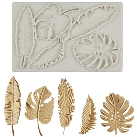 duisoad Silikonform Monstera Fondant, Silikonform Blätter Fondant Moulds für Herstellung von Kuchen, Pralinen und Fondantdekorationen