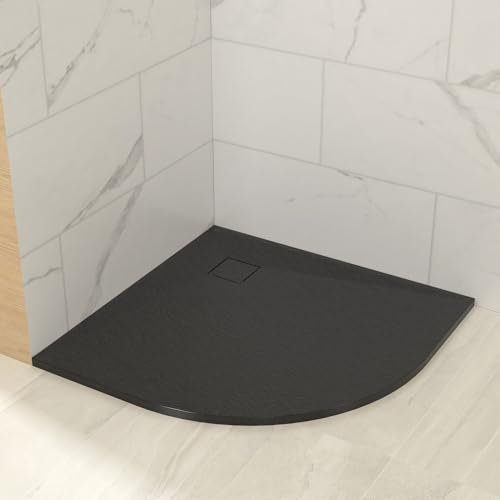 EMKE Receveur de douche,90x90 cm,Noir,receveur de douche plat en forme d'éventail antidérapant SMC receveur de douche coupé sur mesure