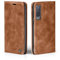 LBH Handyhülle für Samsung Galaxy A7 (2018) in Hellbraun mit Karten- und Geldfach Smartphone Hülle mit Standfunktion Flip Case Schutzhülle Magnetverschluss Vintage