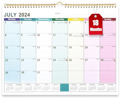 Wall Calendar 2024/25 UK, 2025 Calendar A3, 18 Month 2025 2024 Calendar Family Planner Month to View, Family Calendar 2024-2025 Calender from July 2024 - Dec.2025 for Kitchen Home