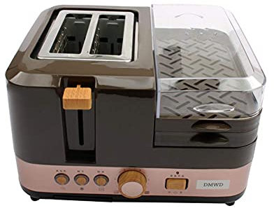TEmkin Machine à snacks électrique 3 en 1, appareil de cuisson du pain pour petit déjeuner, 2 tranches, grille-pain, œufs, cuiseur vapeur, gril à saucisses, rôtissoire, omelette, poêle à frire