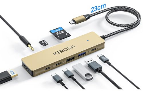 USB C Hub Docking Station: 9-in-1 Multiport Adapter mit 4K HDMI USB3.0 Type-C PD 3.5mm AUX and TF/SD Card Reader, USB C Dock Kompatibel für MacBook Pro/Air iPad Surface Book usw Geräte