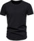 UnoSheng Herrenmode mit tiefem V-Ausschnitt, kurzärmliges T-Shirt aus Baumwolle, elastisches Bodenhemd, Kleiner Stehkragen im Sommer Digital Uhr Herren (Black, XXL)