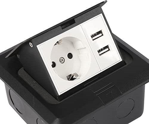 Enchufe retráctil impermeable con tres enchufes, 1 enchufe, 2 enchufes USB para suelo, mesa, encimera, restaurante, cocina