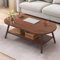 Moderner Couchtisch aus Holz, 2-stöckig, oval, Mitte des Jahrhunderts, Couchtisch mit Ablagefach, für kleine Wohnung, Wohnzimmer