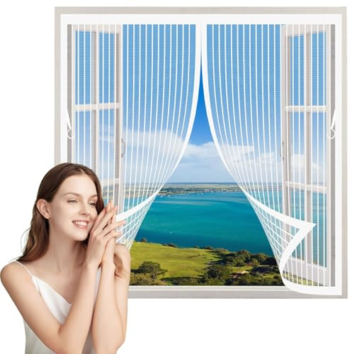 Magnetic Fly Screen Door 32 x 105 cm Hundreds of Sizes, Automatically Closes Magnetic Door Screen Keeping Out Flies Bug, Kid and Pet Friendly for Window, Sliding Doors, White