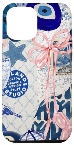 Blue Coquette Pink Bow Preppy Collage Scrapbook School Girl Case for iPhone 14 Plus