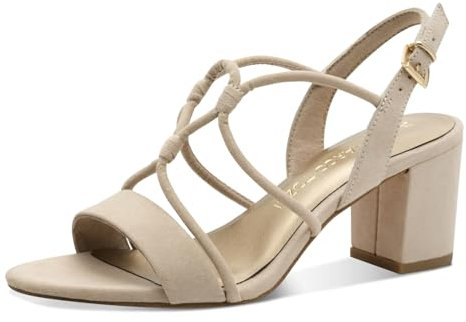 MARCO TOZZI Damen Sandalen mit Absatz Elegant Vegan, Beige (Dune), 39 EU