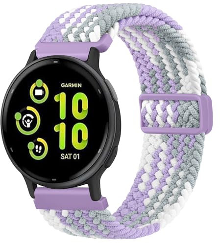 Oumida Elastic Nylon Bracelet for Garmin Vivoactive 5 Wristband/Vivoactive 3 Music, Garmin Venu Sq/Venu Sq 2/Venu Sq 2 Music/Venu 2 Plus Bracelets, Braided Watch Strap with Magnetic Buckle