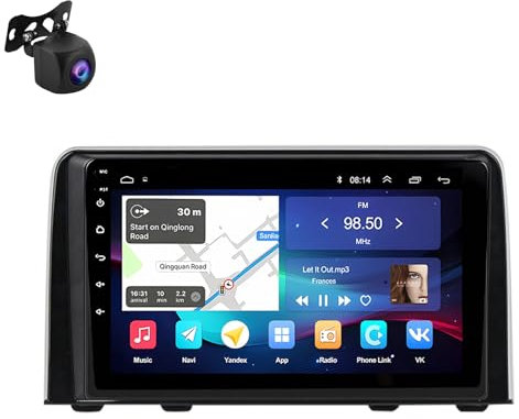 Android 12 Double Din Car Stereo 9 Inch Touch Screen Car Radio For Honda CRV 2016-2018 With Bluetooth FM WiFi SWC Android Auto Carplay GPS Navigation AHD Reverse Camera(T1 1+32G)