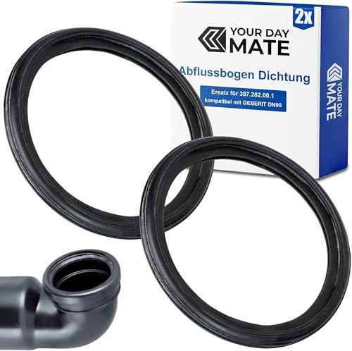 Abflussbogen Dichtung, 2 Stück, Ersatz für 387.282.00.1, kompatibel mit GEBERIT DN90 Kombifix, Duofix Abgangsbogen, Verbindung Wand WC Muffe zu 90 mm Steckmuffe, Lippendichtung Ø104,5 x 83,7 x 10,8 mm