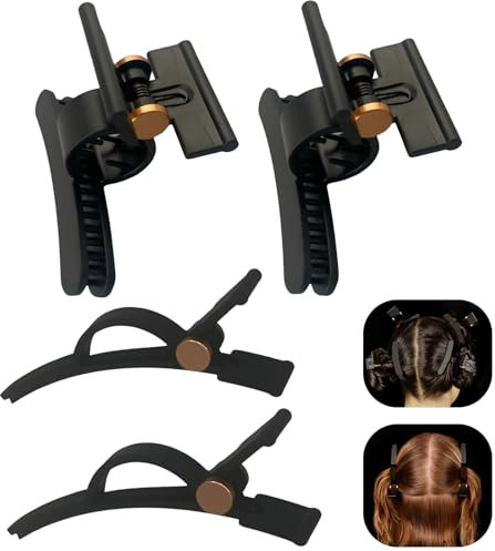 4 Stück goldene Haarspangen zum Abteilen und Stylen von für Dyson Airwrap Haartrockner, Styling-Essentials, 2 breite Haarspangen und 2 rutschfeste Griffe