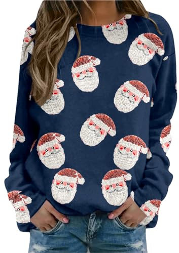 Christmas Sweater Damen Weihnachtsmann Pullover Winter Weihnachten Kleidung Kapuzenjacke Cute Clothes Kleid Hoodie Shirt Gestreift