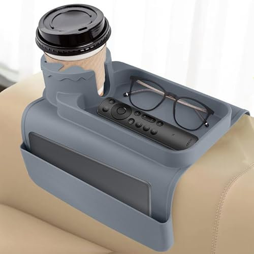 Dreamhigh® Plateau Canape - Flexible pour Plateau Accoudoir Canapé, Plateau De Canapé de 48x29,5 cm, Grand Plateau en Silicone Durable, avec Porte-gobelet Plateau pour Canapé