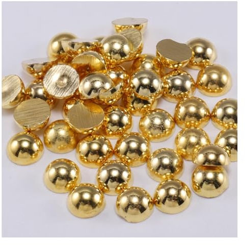 Wisafory Perline Semicircolari Piatto Retro Perline Mezzo Rotondo Resina Pavimenti Piatti Perle Perle Artificiali per Fai da te Collane Bracciali Gioielli Abiti Da Sposa Oro 8mm x 100