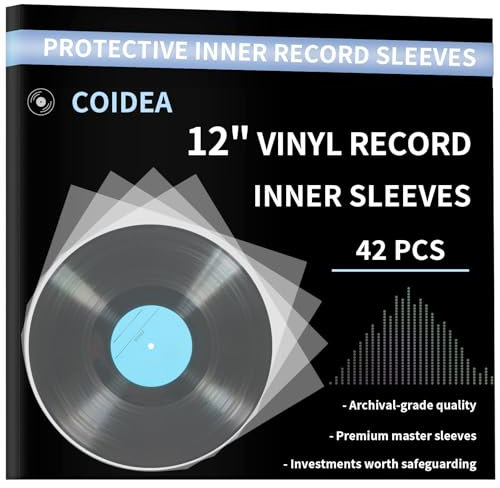 Vinyl Inner Sleeves, 12 Inches Vinyl Record Inner Sleeves, Premium Round Record Sleeves Inner Protect Your LP Albums from Scratches, Dirt & Dust (42Pcs)