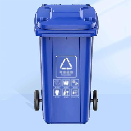 BESTXH Azul,120L Trailer, Cubo De Basura para Exteriores con Ruedas Y Tapa, 30 L/50 L/100 L/120 L Cubo De Basura Grande De Alta Resistencia, Contenedor De Basura