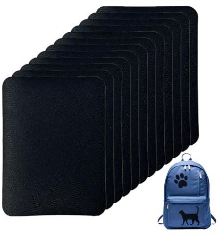 Bliceon 12PCS Iron-On Repair Patches for Clothing, Versatile Denim & Fabric Patches, Black Iron-on Patches for Jackets, Jeans, and Apparel Repairs – Fabric Restore Kit