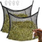 2 Pcs Heunetz für Pferde: 60 x 90cm Farming Heunetz, Heunetz Mesh, Pferdeheunetz mit 4 Karabinerhaken, Futternetz für 8kg Heu, Heutasche, Heusack Fütterungszeit kann Verlängert Werden für Pferde