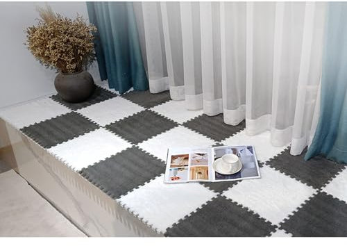 48 Pcs Soft Rug,Jigsaw Puzzle Play Mat,Plush Floor Tiles,Plush Tiles, Foam Mats,11.8x11.8 Inch