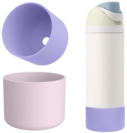 Silicone Water Bottle Boot for Owala 32 Oz, 2Pcs Bottles Bottom Cover Protector for Owala, Protective Flask Bottom Cover Base, for OwalaTwist/FreeSip/Flip Stainless Steel Water Bottle (Purple+Pink)