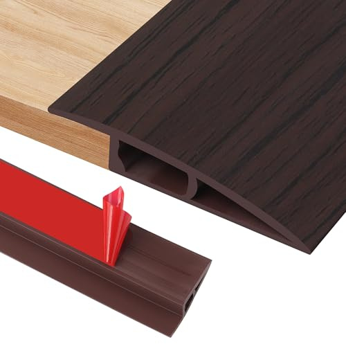 200cm Übergangsprofil Selbstklebend, PVC Türschwellenleiste für Höhen Von 17-20mm für Teppich, Laminat und Fliesenschwellen, Türdurchgänge, Kanten und Roller(A5015,Schwarznussmaserung)