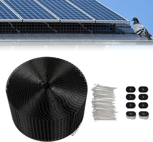 Solar Panel Bird Guard Mesh Kit - PVC Coated Wire Mesh 15 x 305 cm with 70 Fixing Clips - Protects Solar Panels from Birds and Debris